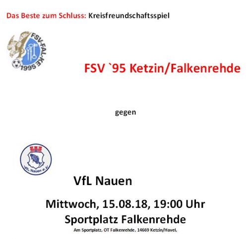 Nicht vergessen: Heute gegen VfL Nauen!