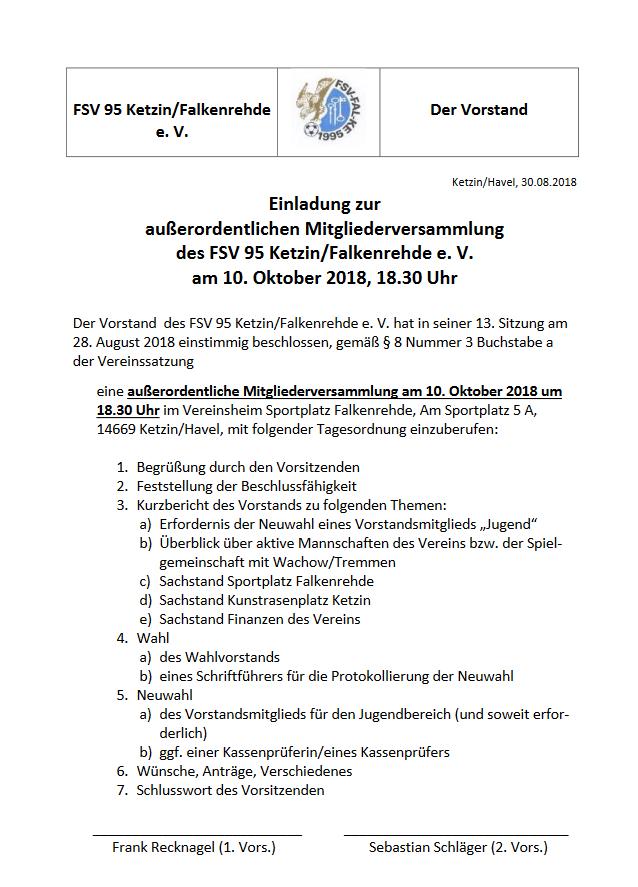 Eiladung zur Mitgliederversammlung